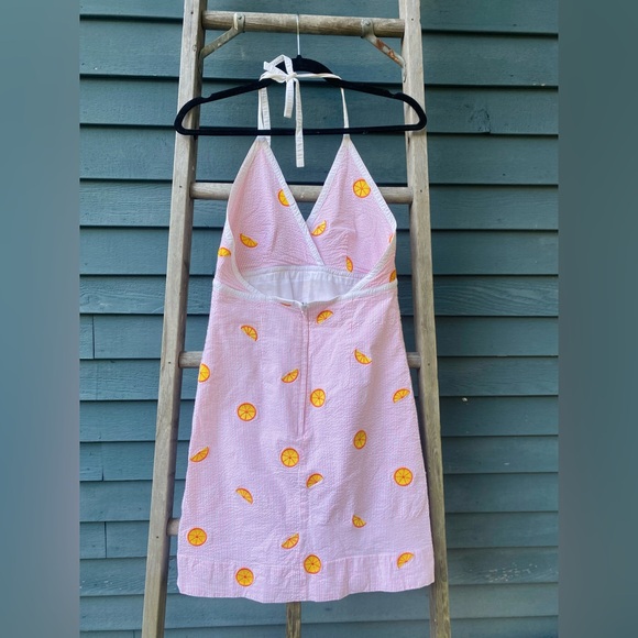 vintage Lilly Pulitzer pink striped orange fruit halter mini dress size/8 - Picture 6 of 6